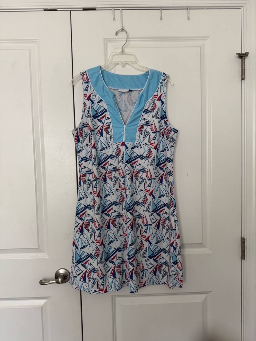 Cabana Life Sleeveless Sailboat-Print Mini Dress size large
